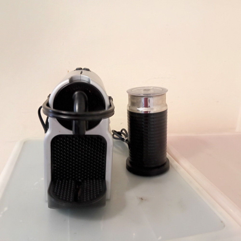 Black and Silver Espresso Machine with Milk Frother